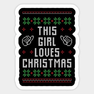 This Girl Loves Christmas Ugly Christmas Sweater Gift Sticker